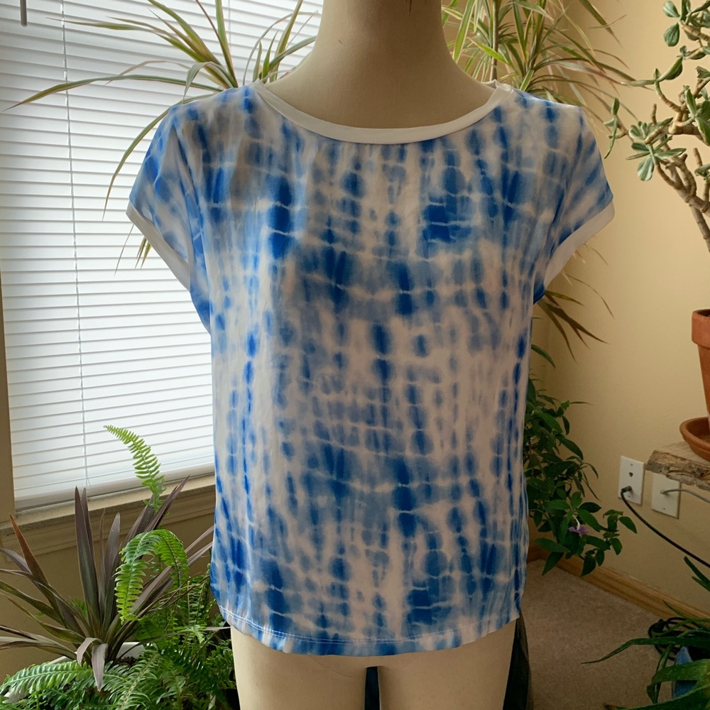 White and Blue tie-dye top